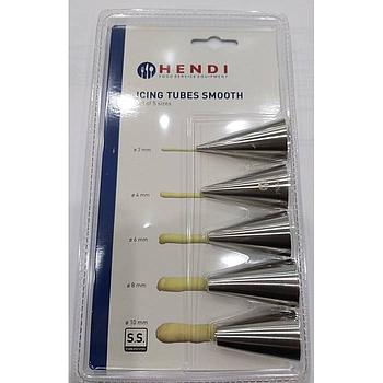 Conjunto De 5 Bicos Pasteleiro Redondos Metal Hendi         