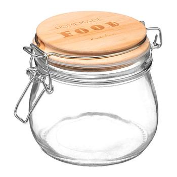 Pote Hermético Com Tampa De Bambu 0.5Lt. 13.5X10.5Cm        