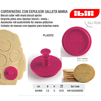 Corta Massa Com Expulsor Bolacha Maria 7,5Cm Ibili          