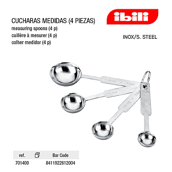 Conjunto De 4 Colheres De Medidas Inox  Ibili               