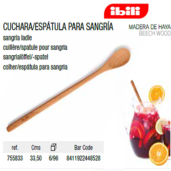 Colher Em Madeira De Faia Para Sangria 33,5Cm Ibili         