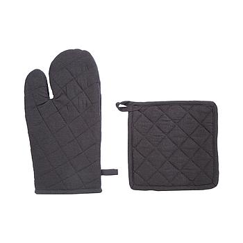 Conjunto De Luva E Pega Cor Cinzento Escuro                 