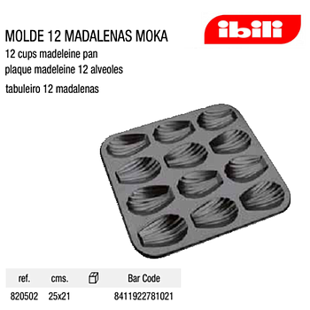 Molde Para 12 Madalenas Moka 25X21Cm Ibili                  