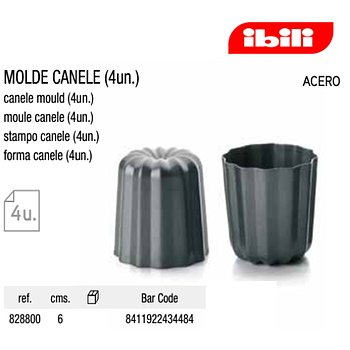 Molde Canele 5X5Cm  Moka 4 Unidades Ibili                   