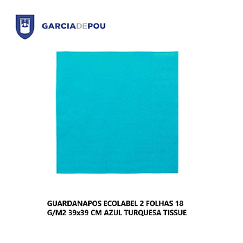 Guardanapos Ecolabel 2 Folhas 39X39Cm Azul Turquesa 100 Unid