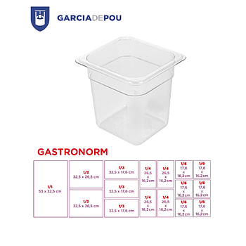 Recepiente Gastronorm Policarbonato 1/6 1,9 L 17,6X16,2X15Cm