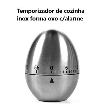 Temporizador De Cozinha Inox Forma Ovo 60 Minutos Ø6X7,5Cm  