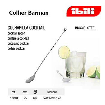 Colher De Bar  Inox  Para Cocktail 25Cm  Ibili              