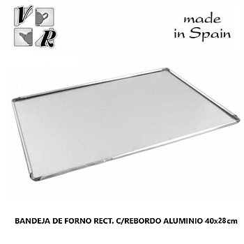 Bandeja Para Forno Rect. C/Rebordo Aluminio 40X28X0,5Cm     