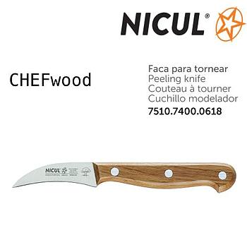 Faca Para Tornear 6Cm Chefwood Cabo Mad. Carvalho Nicul     