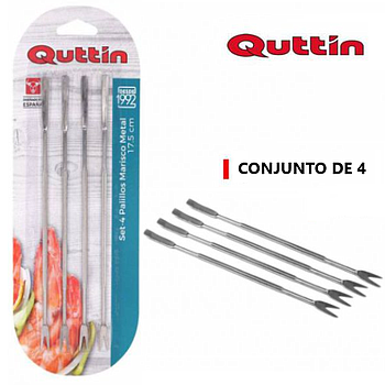 Conjunto De 4 Palitos Inox Para Marisco 17,5Cm  Quttin      