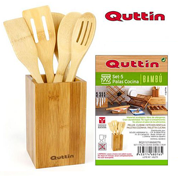 Conjunto De 5 Colheres De Bambu C/Suporte  Quttin           