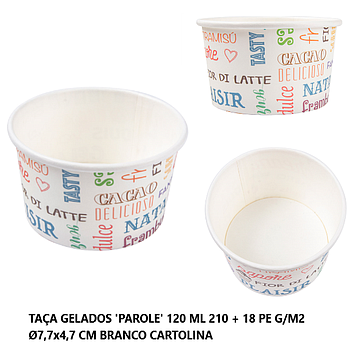 Taca Gelado Parole 120Ml Ø7,7X4,7Cm Br. Cartao 50 Unidades  