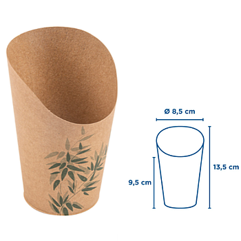 Copo P/Batata Frita 480Ml Ø8,5X13,5Cm  50 Unid. Feel Green  