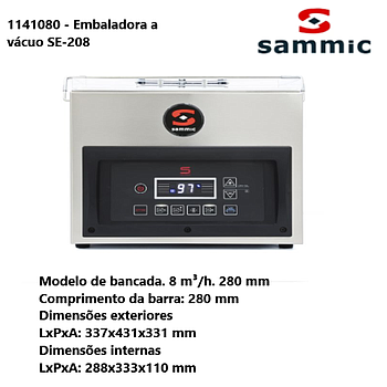 Embaladora A Vácuo Se-208 De Bancada 8M³/H 280Mm Sammic     