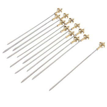 Espeto Inox Para Espetadas 25Cm C/Flor De Lis C/12 Unidades 