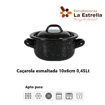 Caçarola Esmaltada Preta 10X6Cm 0,45Lt La Estrella          