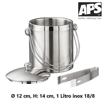 Balde Para Gelo Ø 12Cm, H: 14Cm 1 Litro Inox 18/8 Aps       