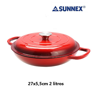 Caçarola Baixa Ferro Fundido 27X5,5Cm 2 Lt Vermelha Sunnex  