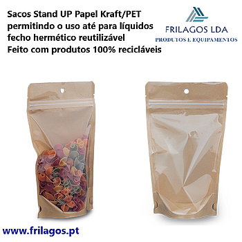 Sacos Stand Up Papel Kraft/Pet Zip 110X160Mm 250Ml 20 Unid  