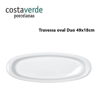 Travessa Oval 49X18Cm Porcelana Branca Duo Costa Verde      