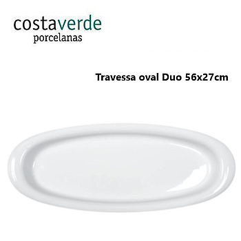 Travessa Oval 56X27Cm Porcelana Branca Duo Costa Verde      