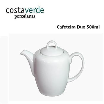 Cafeteira Redonda 500Ml Porcelana Branca Duo Costa Verde    
