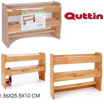 Porta Rolos De Cozinha Em Bambu 36X25.5X10 Quttin           