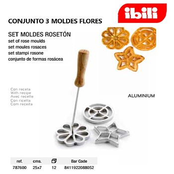 Conjunto De 3 Moldes Aluminio P/Fritos Flores 27X7Cm Ibili  