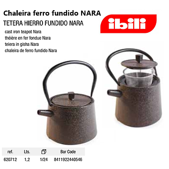 Chaleira Ferro Fundido Nara 1,2Lt Ibili                     
