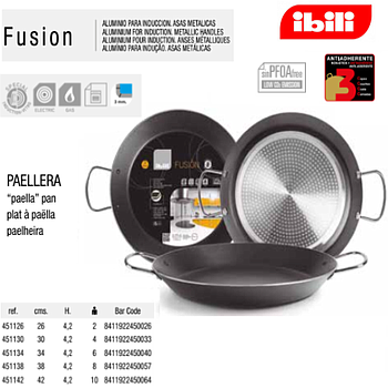 Paelheira Fusion Aluminio P/Indução 34X4,2Cm 6 Doses Ibili  