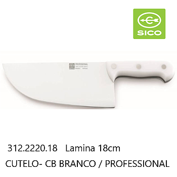 Cutelo Linha Profissional Lamina 18Cm Cabo Branco Sico      