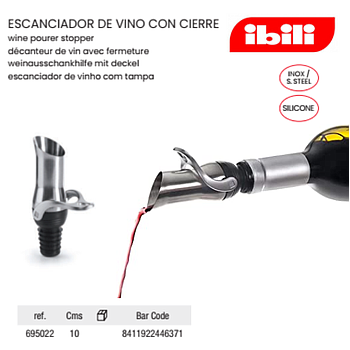 Vertedor De Vinho Com Fecho Encaixe Silicone 10Cm Ibili     