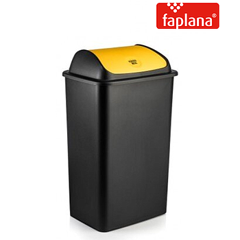 Balde Preto 769 C/Tampa Basculante Amarela 42Lt Faplana     