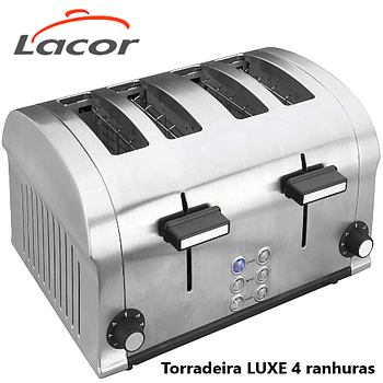 Torradeira Luxe Inox 4 Ranhuras 30X37X23Cm Lacor            