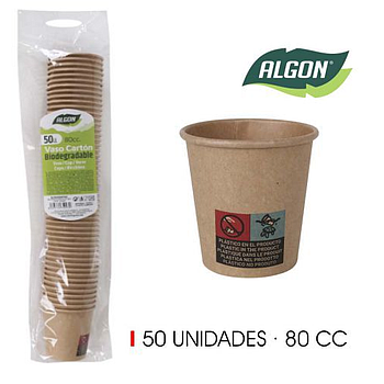 Conjunto De 50 Copos  Papel  Kraft  80Cc Algon              