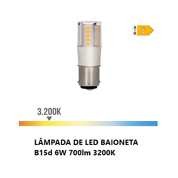 Lampada Led Baioneta B15D 6W 700Lm 3200K Luz Quente         