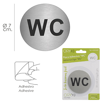 Placa Adesiva Wc  Inox   7Cm Unidade                        