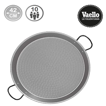 Frigideira Paelha Tradicional Aço Polido Ø42Cm P/ 10 Pessoas