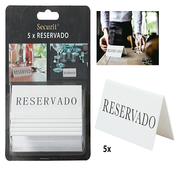 5 Placa De Mesa Reservado 5X10X4.5Cm Securit                