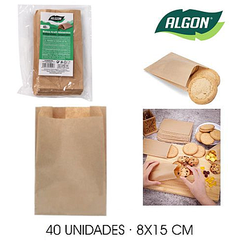 Saqueta Kraft 8X15Cm   40 Unidades  Algon                   