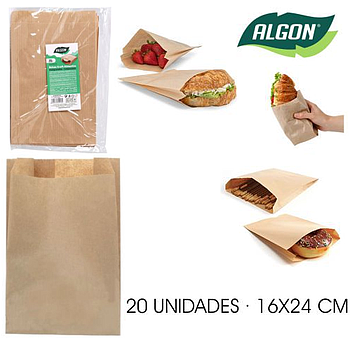 Saqueta Kraft 16X24Cm   20 Unidades  Algon                  