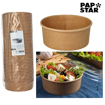 Saladeiras Cartão Redondo 1000Ml Ø15X 7,5Cm Kraft 50 Unid   