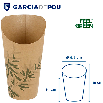 Copo P/Batata Frita 660Ml Ø8,5X18Cm  50 Unid. Feel Green    