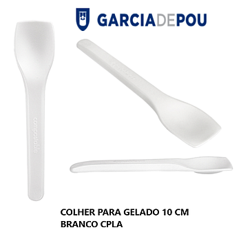 Colher Para Gelado 10 Cm Branco Cpla  100  Unid.            