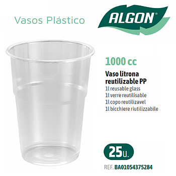 Pack De Copos 1 Litro Pp Reutilizavel  25 Unid.  Algon      