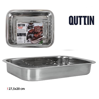 Bandeja Rectangular  Inox C/Grelha 27.5X20X4Cm Quttin       