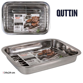 Bandeja Rectangular  Inox C/Grelha 33X24X5Cm Quttin         