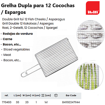 Grelha Dupla Para Kokotxas / Espargos Inox 30X20X1Cm Ibili  