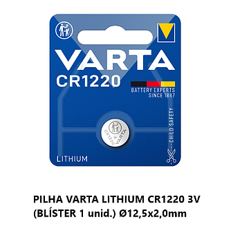 Pilha Varta Lithium Cr1220 3V (Blíster 1 Unid.) Ø12,5X2,0Mm 